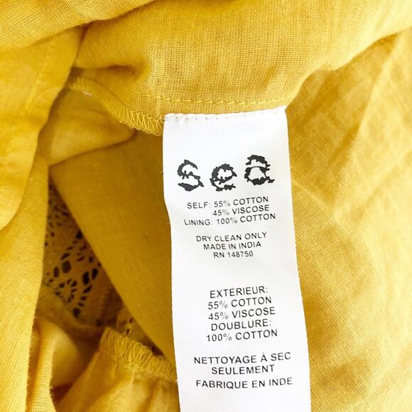 SEA new york mustard ruffle peasant dress size 8 - Picture 12 of 12